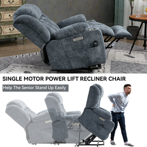 Chenille Power Lift Recliner Chair with Massage & Heating