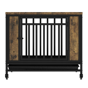 Wooden Dog House Dining Table with Iron Door