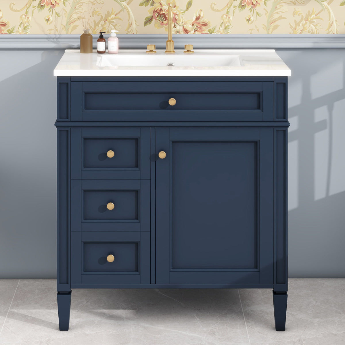 Bathroom Vanity with 2 Drawers and Tip-Out Storage - Multiple Colors