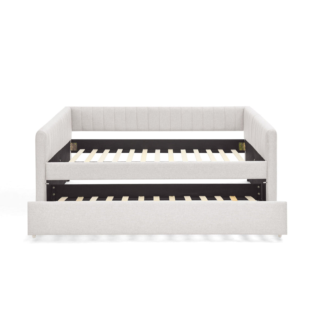 Upholstered Daybed With Trundle With Vertical Stripes