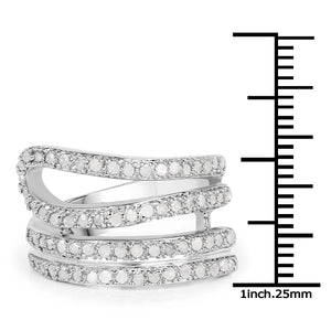 0.83 Carat Genuine White Diamond .925 Sterling Silver Ring