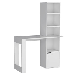 Iowa Computer Desk with 1-Cabinet and 4-Tier Bookcase