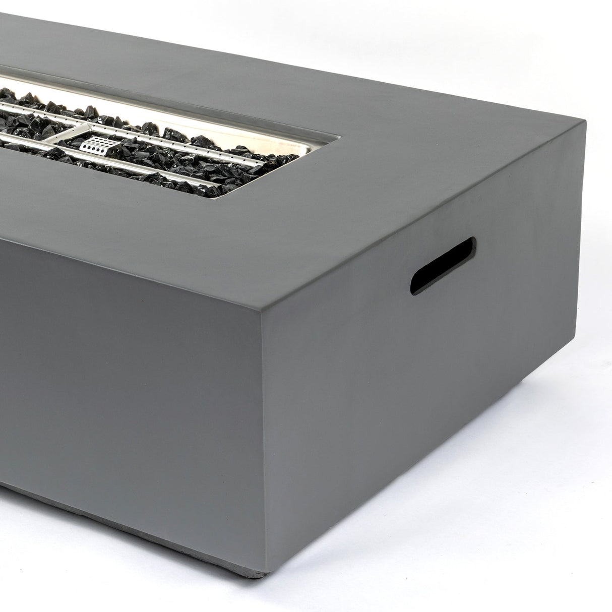 Volon Modern Rectangular Fire Pit Table in Light Gray