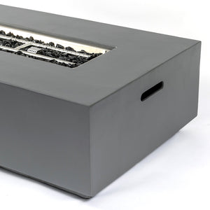 Volon Modern Rectangular Fire Pit Table in Light Gray