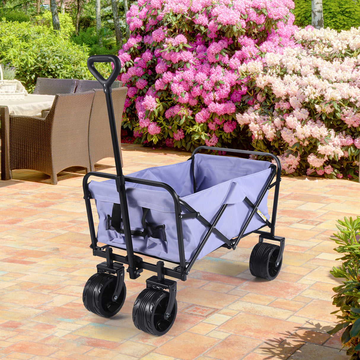 100l collapsible folding beach wagon cart with 220lbs large capacity, wagons carts heavy duty foldable with big wheels for sand, garden, camping