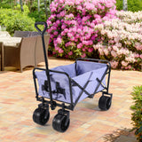 100l collapsible folding beach wagon cart with 220lbs large capacity, wagons carts heavy duty foldable with big wheels for sand, garden, camping