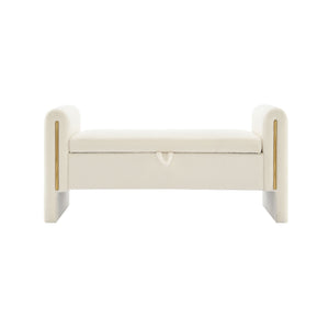 Modern Teddy Upholstered Large Bed End Bench With Arms And Storage