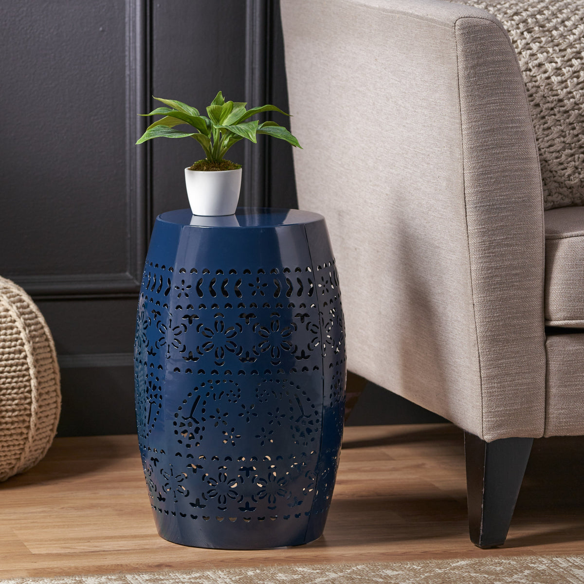 Ruby Side Table Lace Cut Metal End Table for Outdoor & Indoor Use