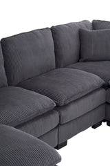 Modern U Shaped 6-Seat Sectional Sofa Couch with Ottoman
