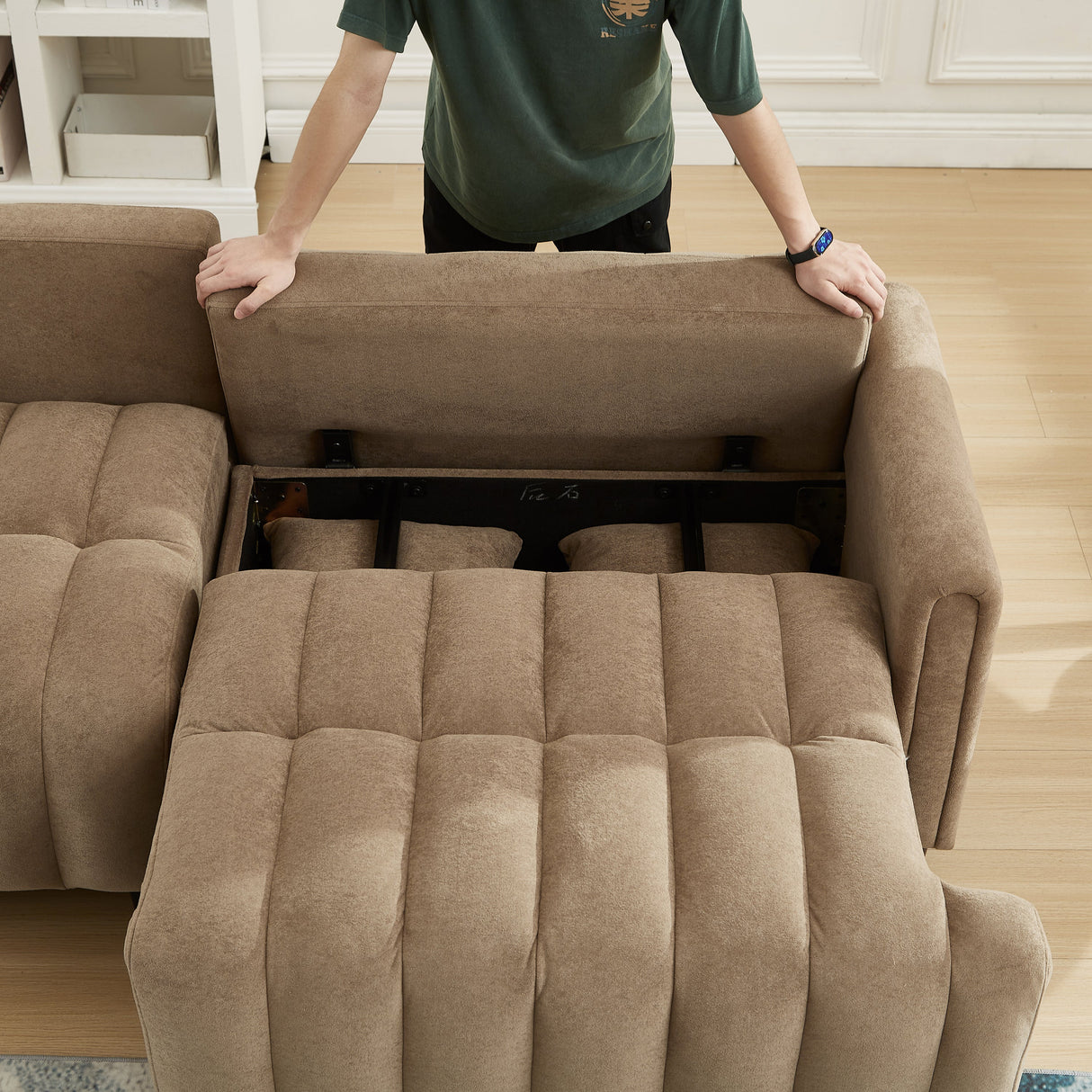 83'' Futon Sofa Bed with Adjustable Backrest and 2 Pillows