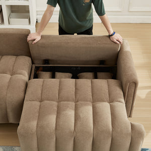 83'' Futon Sofa Bed with Adjustable Backrest and 2 Pillows