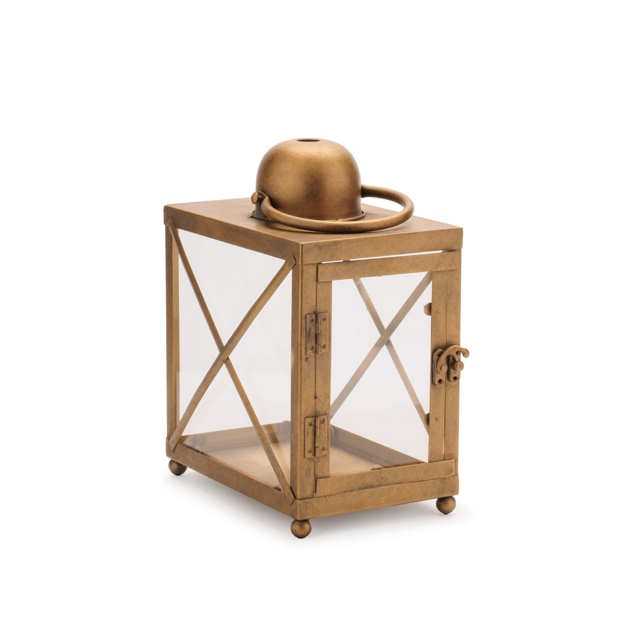 Classic Metal and Glass Crossbar Lantern (Set of 2)