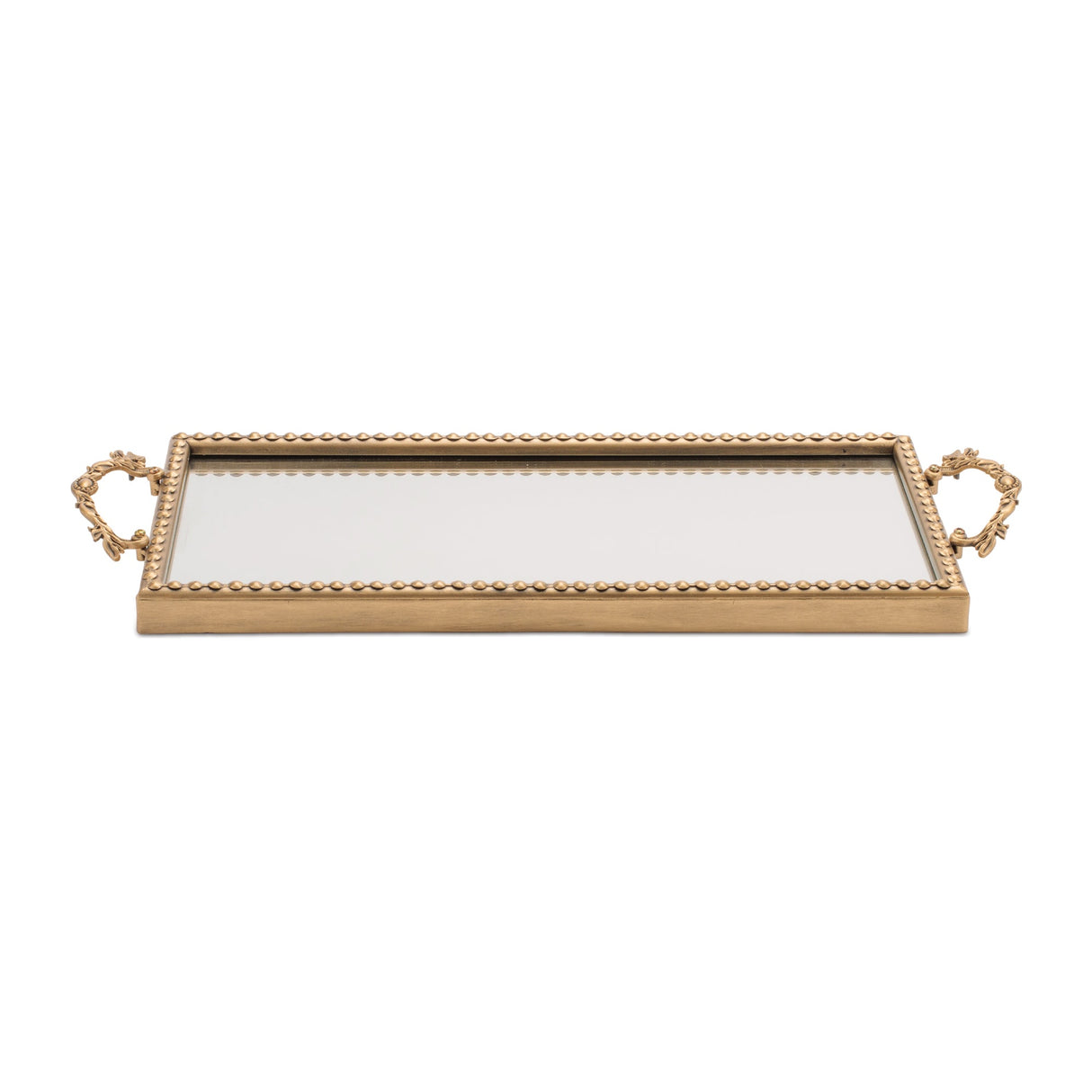 Gold Beaded Mirror Tray (Set of 2)