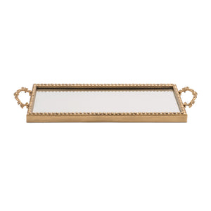 Gold Beaded Mirror Tray (Set of 2)