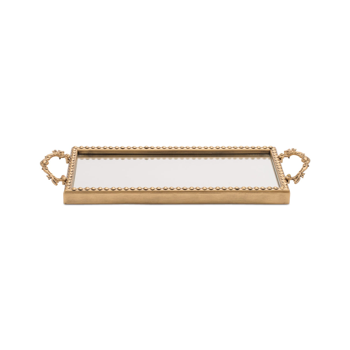 Gold Beaded Mirror Tray (Set of 2)