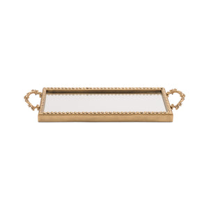 Gold Beaded Mirror Tray (Set of 2)