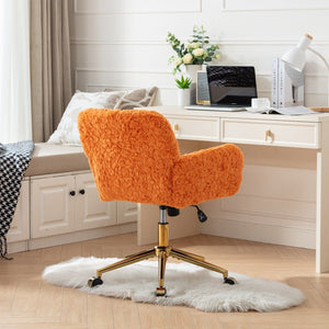 Office Chair, Artificial Rabbit Hair Home Office Chair With Metal Base, Adjustable Desk Chair Swivel Office Chair, Vanity Chair