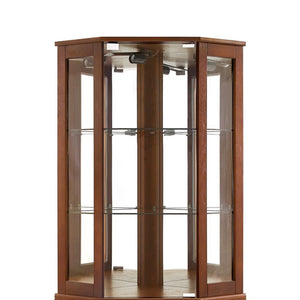 6 Shelf Corner Curio Display Cabinet With Lights, Mirrors And Adjustable Shelves (E26 Light Bulb Not Included)