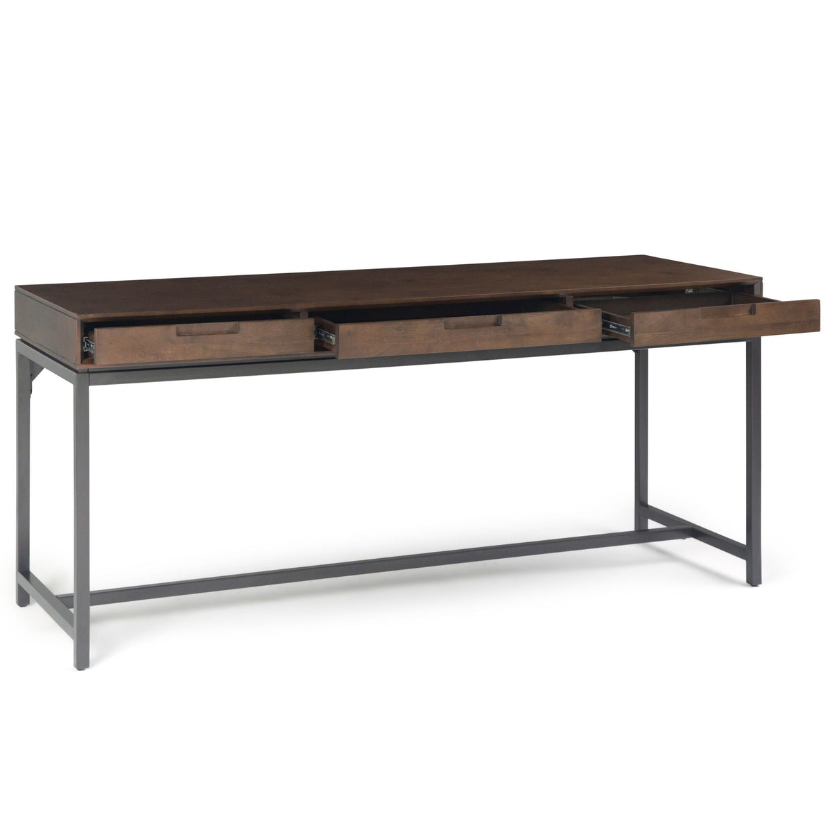 Mid Century Wide Writing Desk with Three Drawers - Multiple Colors