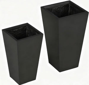 Tall Plant Pot 2-Pack Outdoor Planter Set with Drainage Holes