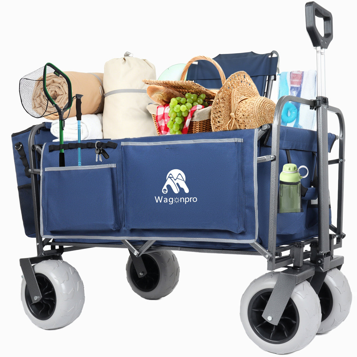Beach Wagon with Big Wheels for Sand with 500lb Capacity - Dark Blue