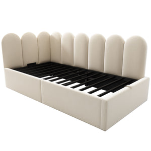 Upholstered Daybed With Metal Slatted Base
