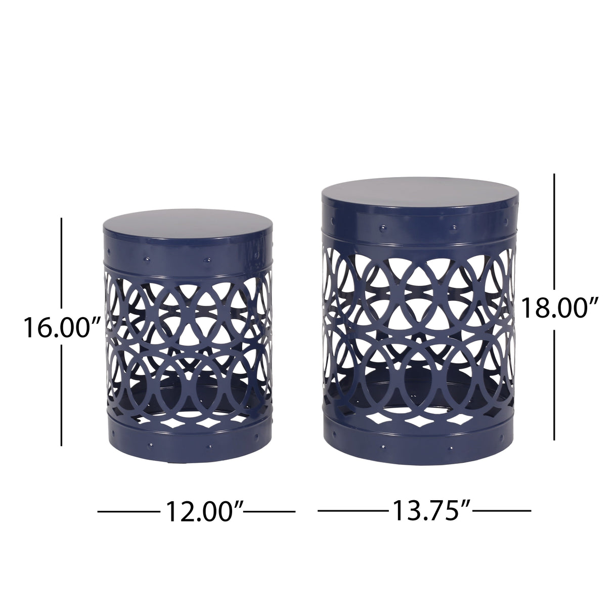 Delight Powder-Coated Iron End Table Set of 2, Navy Blue