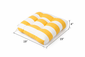 Outdoor Chair Cushions Set of 2 - 19 x 19 x 4 Inch Tufted Seat Cushions
