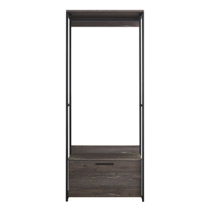 Dark Brown Walk-In Closet with Three Drawers and Shelf - Spacious, Eco-Friendly Storage