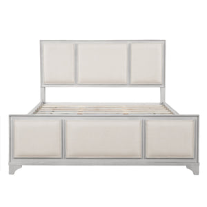 Queen Size Wooden Bed Frame with Upholstered Headboard