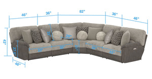 Rendezvous - 5 Piece Modular Sectional With 3 Reclining Seats - Umber