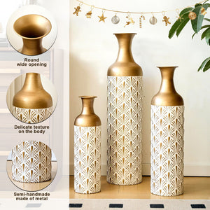 Decorative Metal Vases, Set of 3