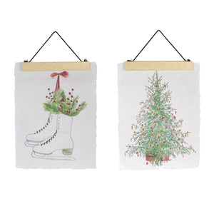 Christmas Tree & Ice Skate Holiday Banner (Set of 2)