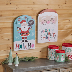 Whimsical Santa Christmas Wall Sign (Set of 2)