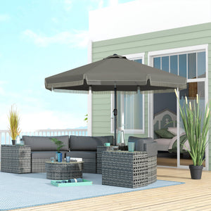 Outsunny 9ft Patio Umbrella with Push Button Tilt and Crank