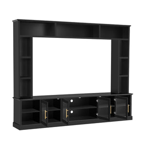 All-In-One Entertainment Center with Tempered Glass Doors - Black or White