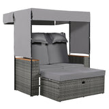 Bethany Two-Person Outdoor Rattan Daybed with Adjustable Canopy and Hidden Storage