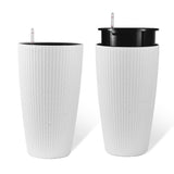 Faux Rattan Tall Planters Set with Water Level Monitor and Automatic Watering