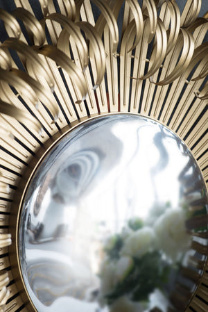 Sunburst Design Wall Mirror Decorative en For Entryway, Modern Living Room - Gold