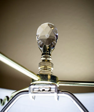 Stephanov Crystal Small Tear Drop Lamp Finial Polished Brass 2.5"h
