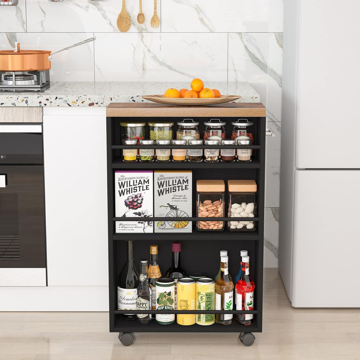 4 Tier Narrow Rolling Kitchen Slim Storage Cart