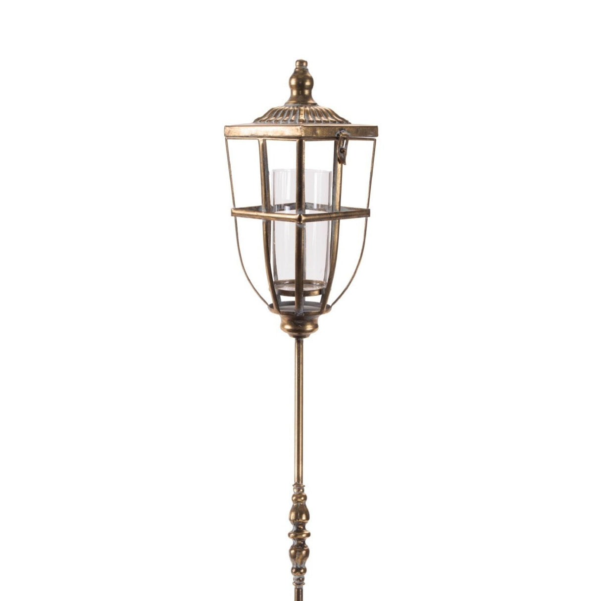 Distressed Metal Lantern Post with Glass Insert 48"H