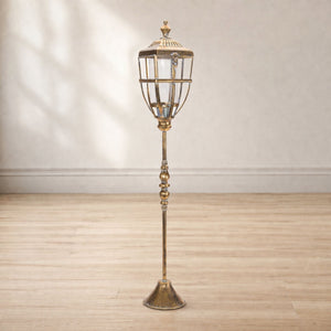 Distressed Metal Lantern Post with Glass Insert 36"H