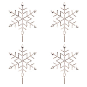 Jeweled Snowflake Stem (Set of 4); Silver