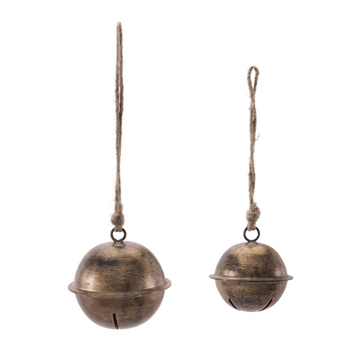 Iron and Jute Bell Ornament Set of 8 – 3" & 4"D