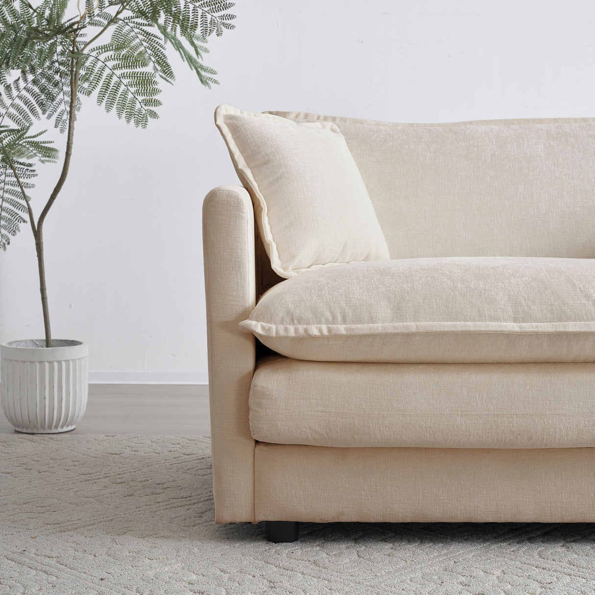 Modern Light Coffee Chenille Sofa Set of 3