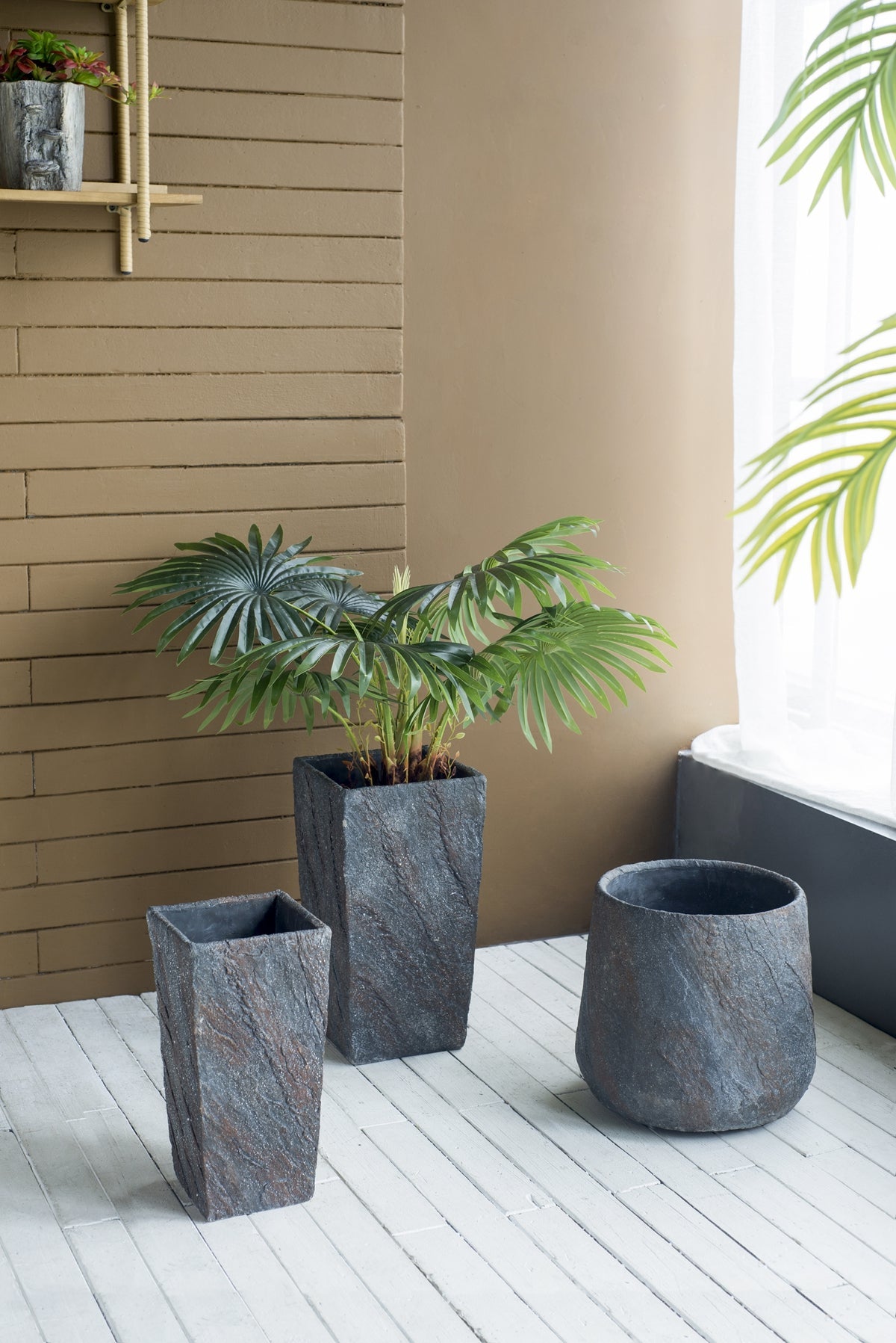 9.4x9.4x18.1" Cement Planter Large