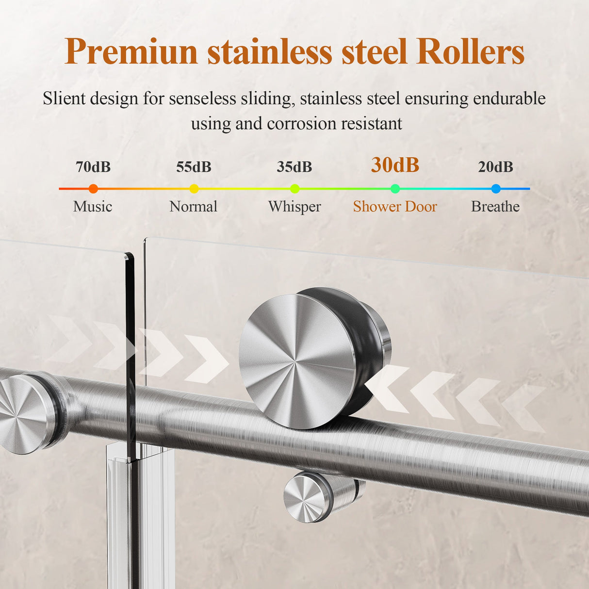 Frameless Sliding Shower Door in Brushed Nickel