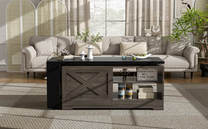 Farmhouse Lift Top Coffee Table With Barn Doors