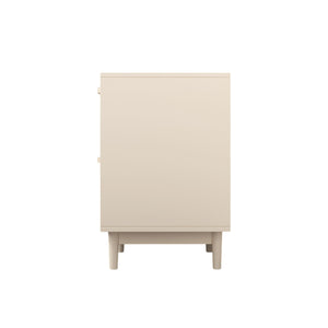 Nightstand With 2 Drawers, Storage Side Table For Bedroom - Antique Natural / Rattan